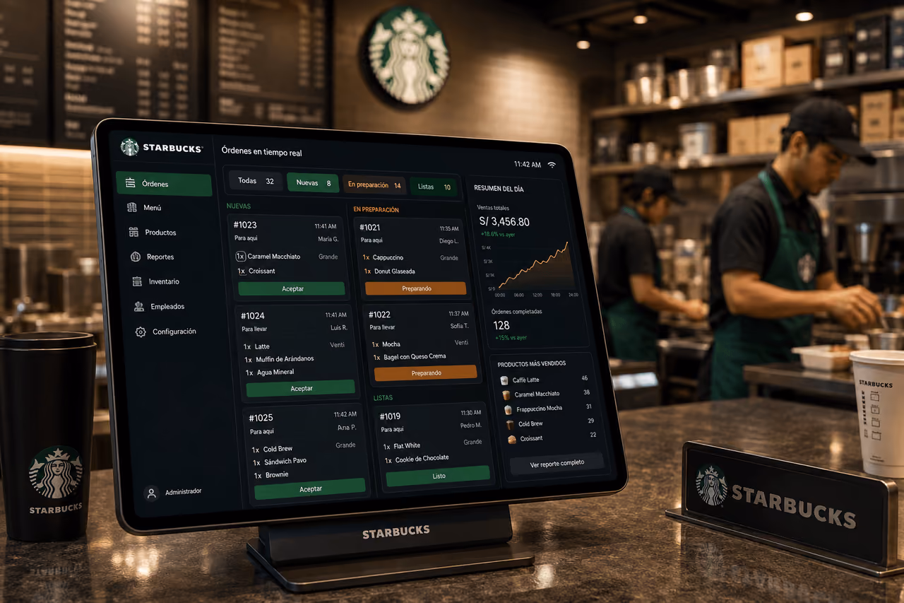 Starbucks · pedidos en tablet